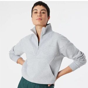 Outdoor Voices Men's Light Gray Zip-Up Sweater